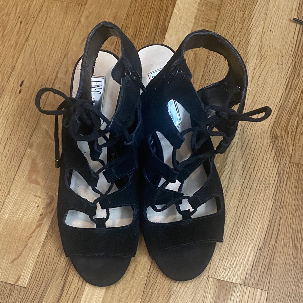 INC International Concepts Black Lace-Up Sandals